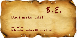 Budinszky Edit névjegykártya